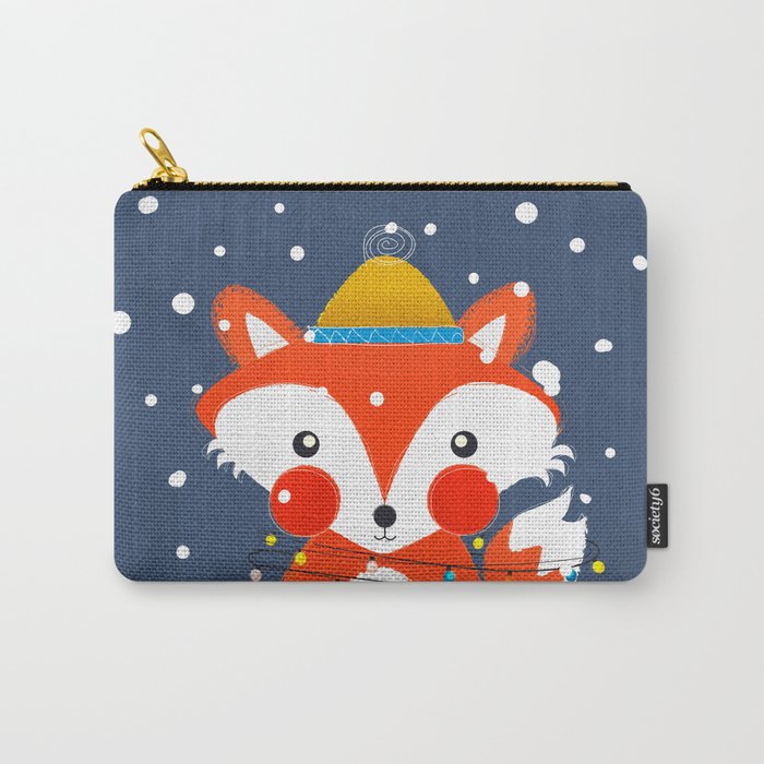 Cute Christmas Fox In The Snow Carry All Pouch