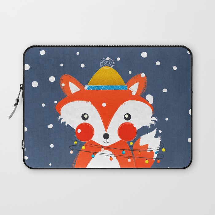 Cute Christmas Fox In The Snow Laptop Sleeve