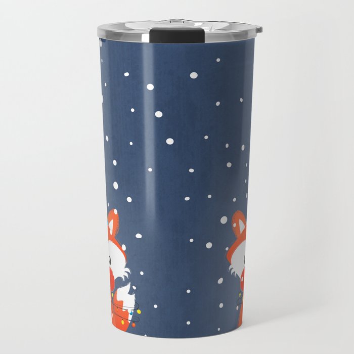 Cute Christmas Fox In The Snow Travel Mug
