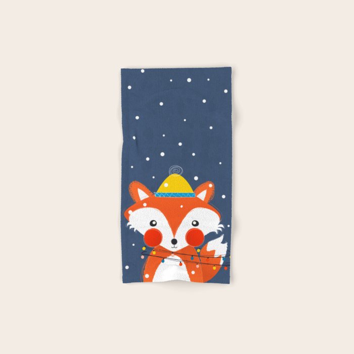 Cute Christmas Fox In The Snow Bath Towel