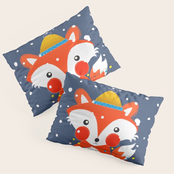 Cute Christmas Fox In The Snow Pillow Sham