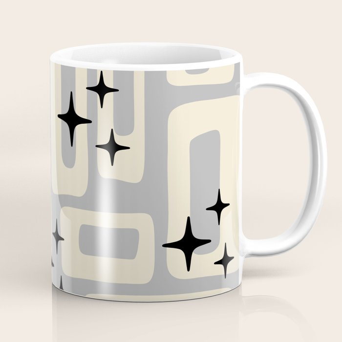 Retro Mid Century Modern Abstract Pattern 576 Gray Black Coffee Mug