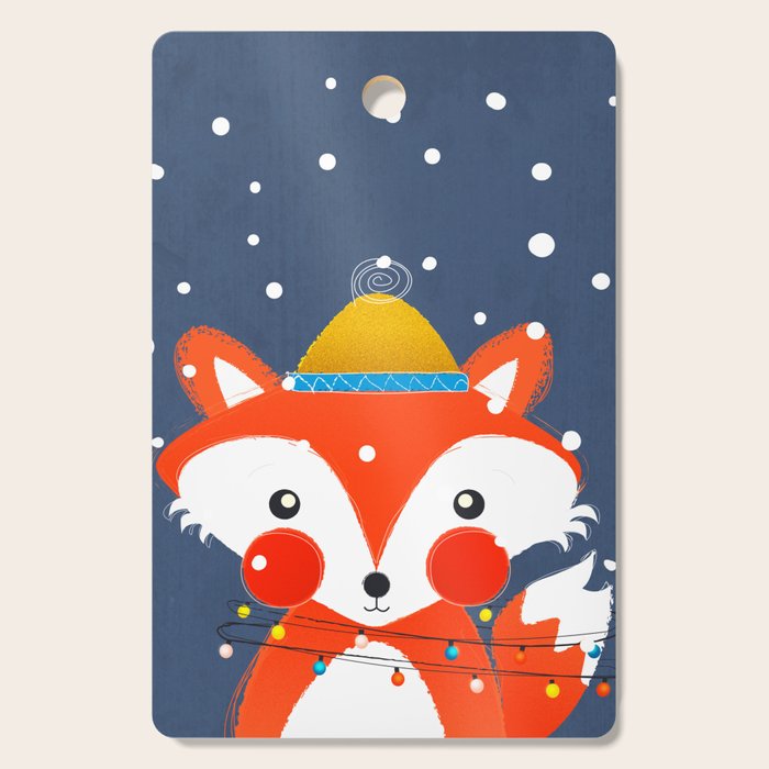 Cute Christmas Fox In The Snow Cutting Board