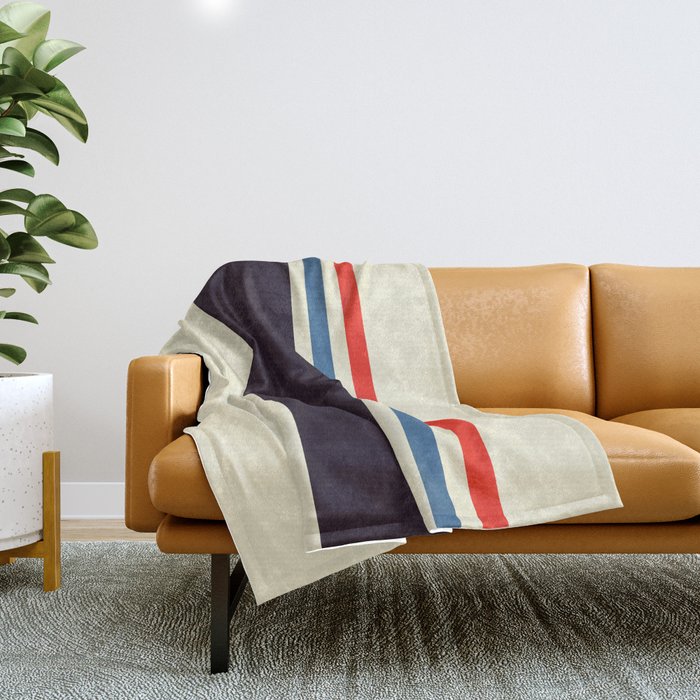 Classic Minimal Racing Car Retro Stripes - Furaribi Throw Blanket