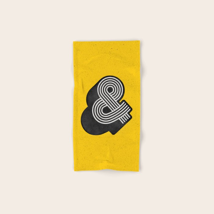 Ampersand Black And White And Yellow 3d Typography Design Minimalist Home Decor Wall Decor Bath Towel