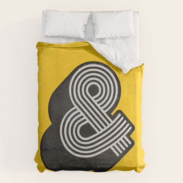 Ampersand Black And White And Yellow 3d Typography Design Minimalist Home Decor Wall Decor Duvet Cover