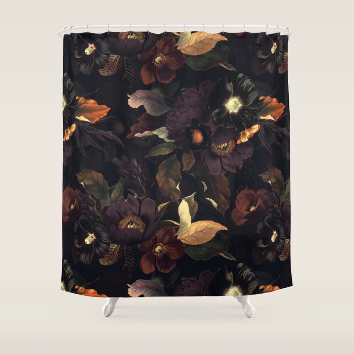 Vintage & Shabby Chic - Flowers At Night Shower Curtain