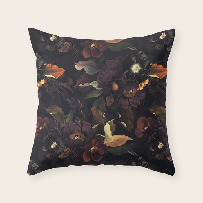 Vintage & Shabby Chic - Flowers At Night Throw Pillow