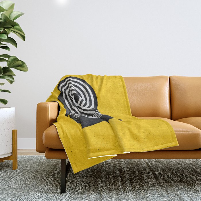 Ampersand Black And White And Yellow 3d Typography Design Minimalist Home Decor Wall Decor Throw Blanket