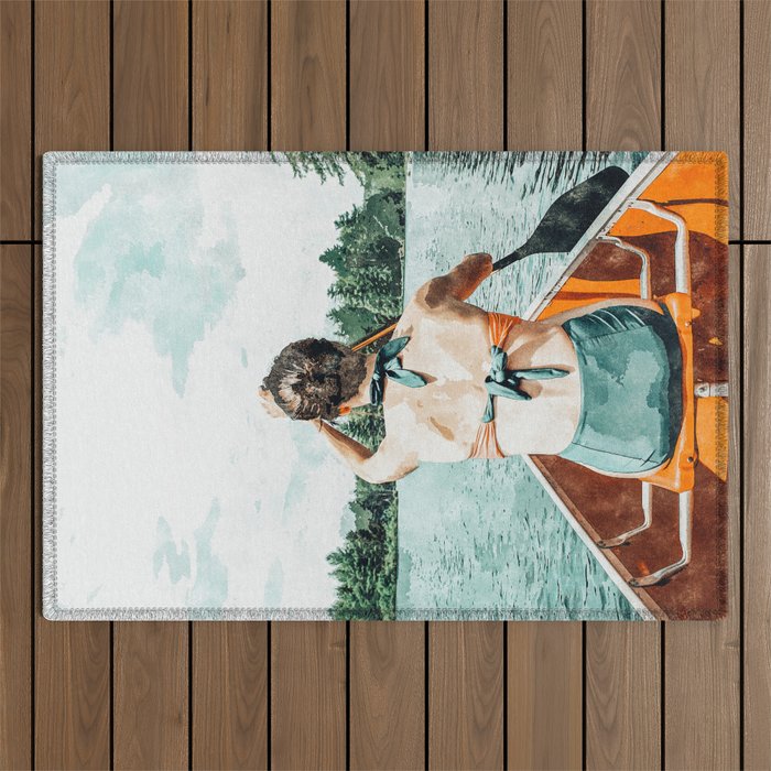 Row Your Own Boat | Woman Empowerment Confidence Painting | Positive Growth Mindset Boho Adventure  Outdoor Rug