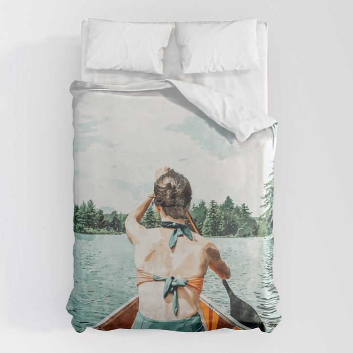 Row Your Own Boat | Woman Empowerment Confidence Painting | Positive Growth Mindset Boho Adventure  Duvet Cover