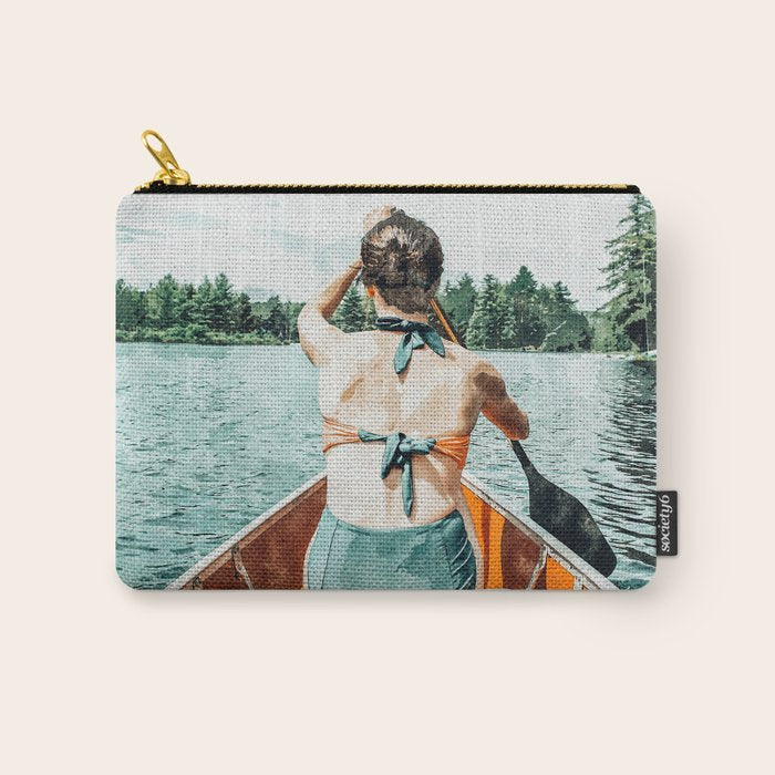 Row Your Own Boat | Woman Empowerment Confidence Painting | Positive Growth Mindset Boho Adventure  Carry All Pouch