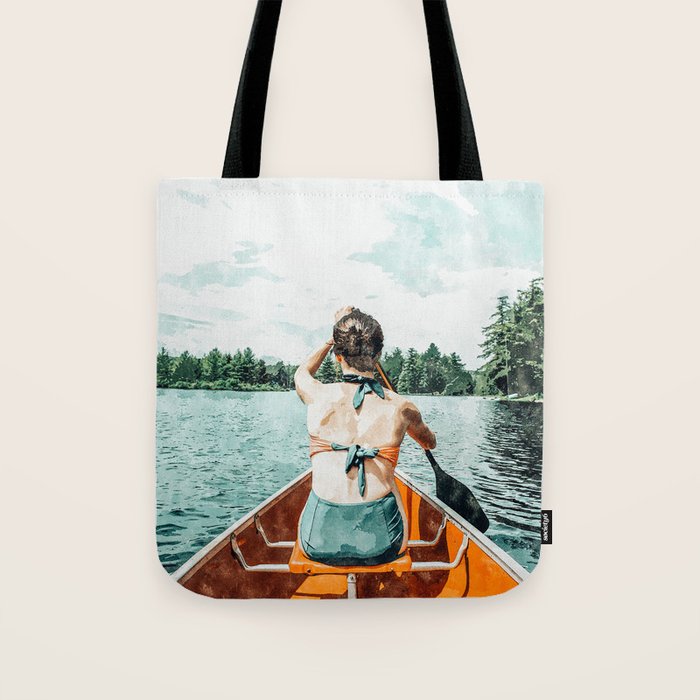 Row Your Own Boat | Woman Empowerment Confidence Painting | Positive Growth Mindset Boho Adventure  Tote Bag