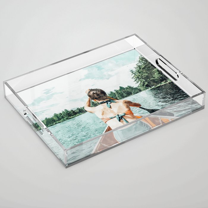 Row Your Own Boat | Woman Empowerment Confidence Painting | Positive Growth Mindset Boho Adventure  Acrylic Tray