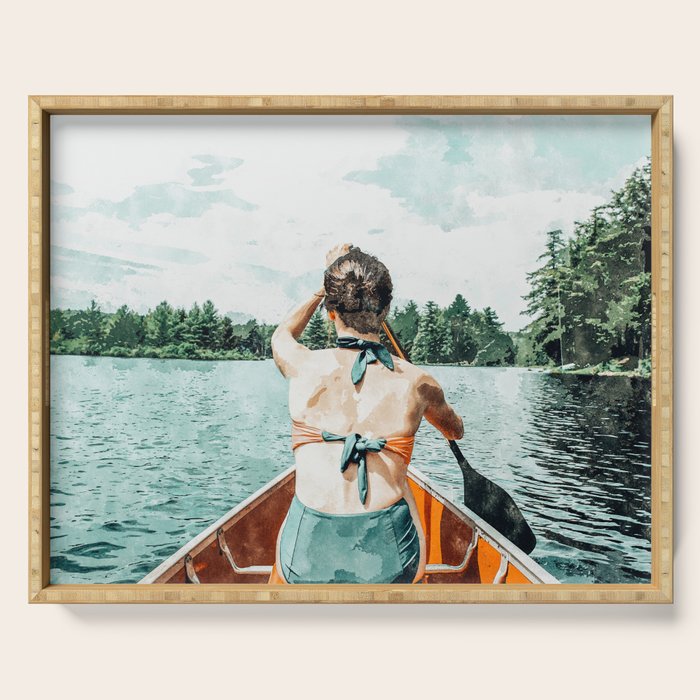 Row Your Own Boat | Woman Empowerment Confidence Painting | Positive Growth Mindset Boho Adventure  Serving Tray