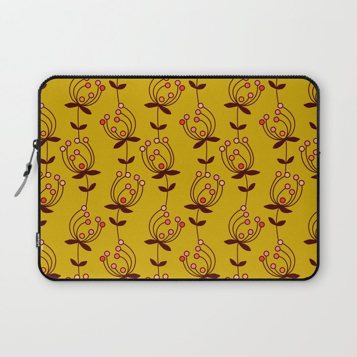 Flowers On Yellow Seamless Pattern - Mustard Yellow Laptop Sleeve