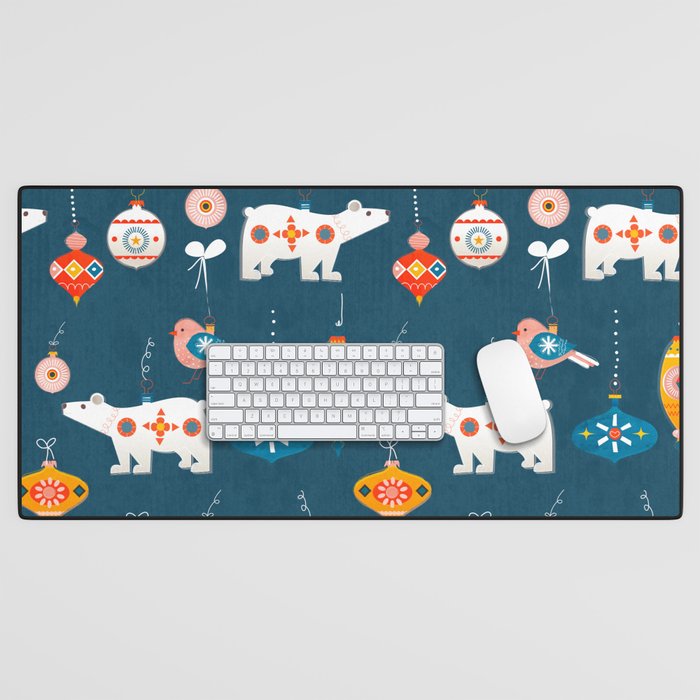 Christmas Retro Decorations No2 Desk Mat