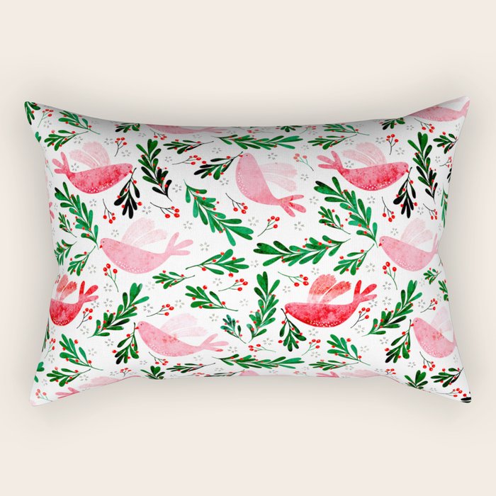 Festive Birds - Christmas Pattern No2 Rectangular Pillow