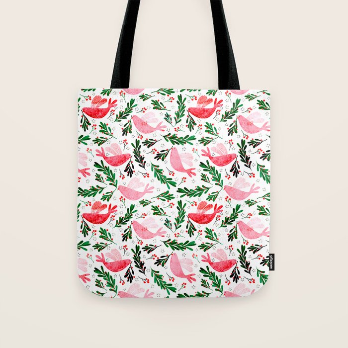 Festive Birds - Christmas Pattern No2 Tote Bag