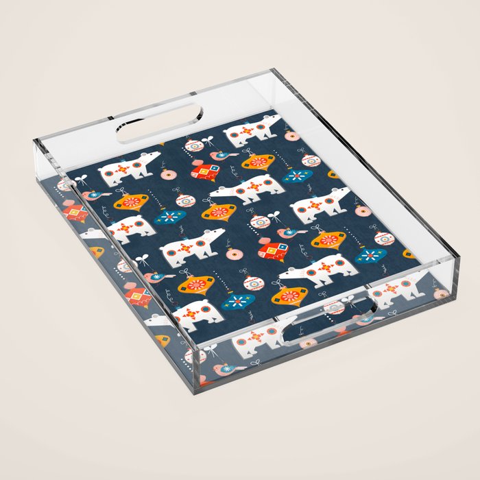 Christmas Retro Decorations No2 Acrylic Tray