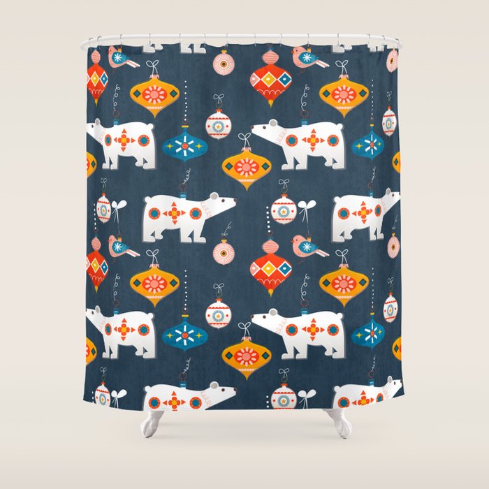 Christmas Retro Decorations No2 Shower Curtain