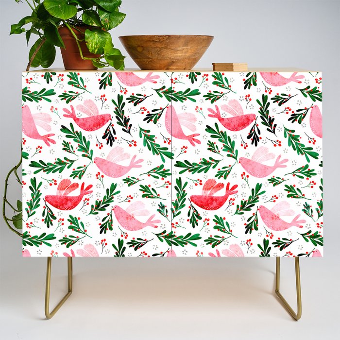 Festive Birds - Christmas Pattern No2 Credenza
