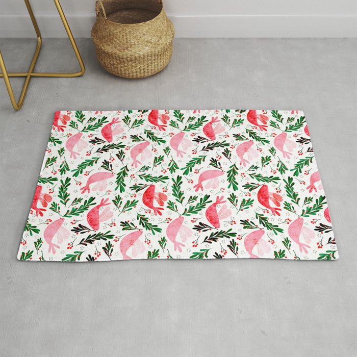 Festive Birds - Christmas Pattern No2 Rug