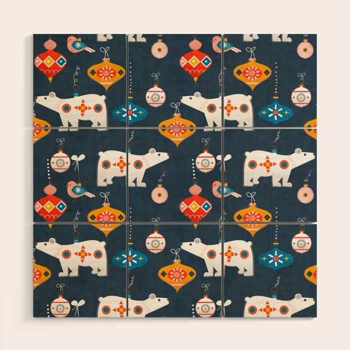 Christmas Retro Decorations No2 Wood Wall Art