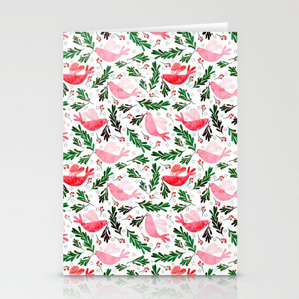 Festive Birds - Christmas Pattern No2 Stationery Card