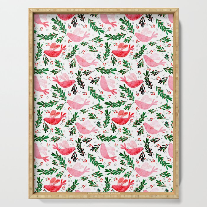 Festive Birds - Christmas Pattern No2 Serving Tray