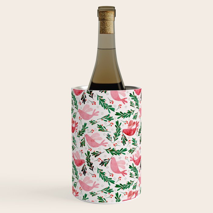 Festive Birds - Christmas Pattern No2 Wine Chiller