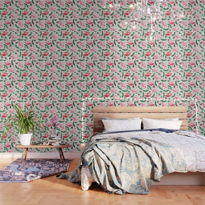 Festive Birds - Christmas Pattern No2 Wallpaper