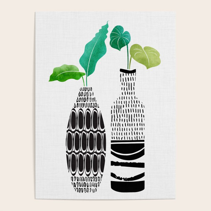 Tribal Vases Ii With Tropical Greenery Poster