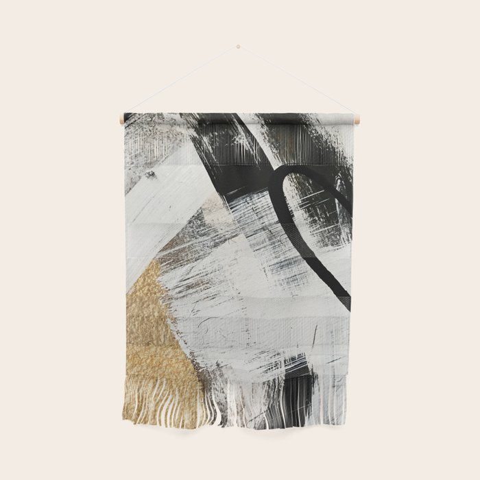 Armor [9]: A Minimal Abstract Piece In Black White And Gold By Alyssa Hamilton Art Wall Hanging