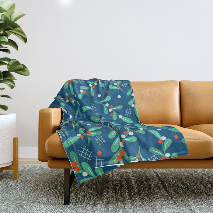 Misseltoe -  Christmas Pattern No1 Throw Blanket
