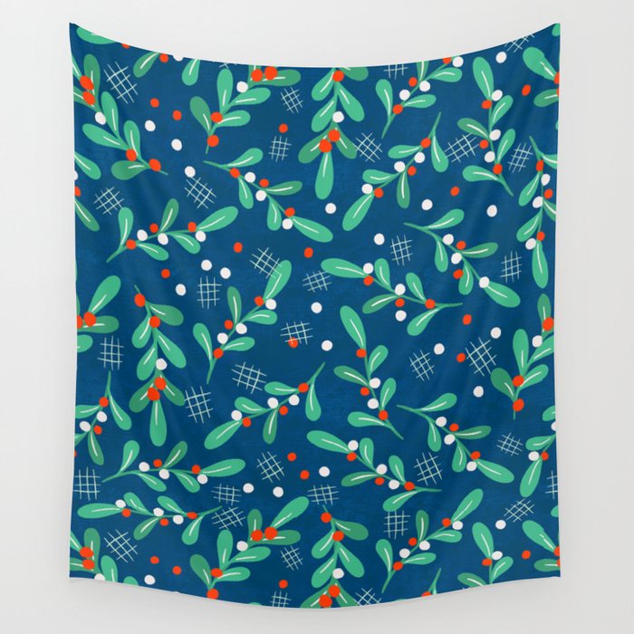 Misseltoe -  Christmas Pattern No1 Wall Tapestry