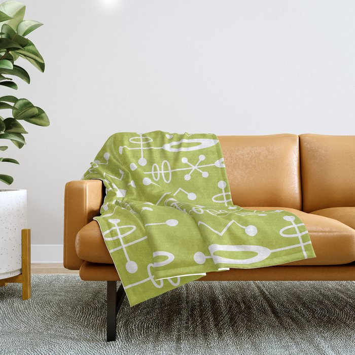 Mid Century Modern Radioactive Surfer 251 Chartreuse Throw Blanket
