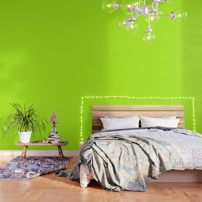 Solid Bright Green Yellow Neon Color Wallpaper