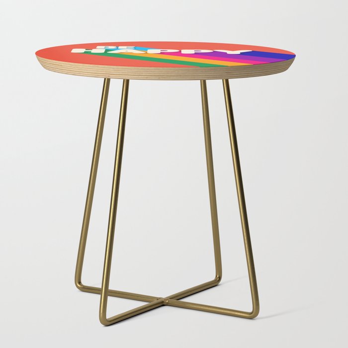 Be Happy - Rainbow Retro Typography Side Table