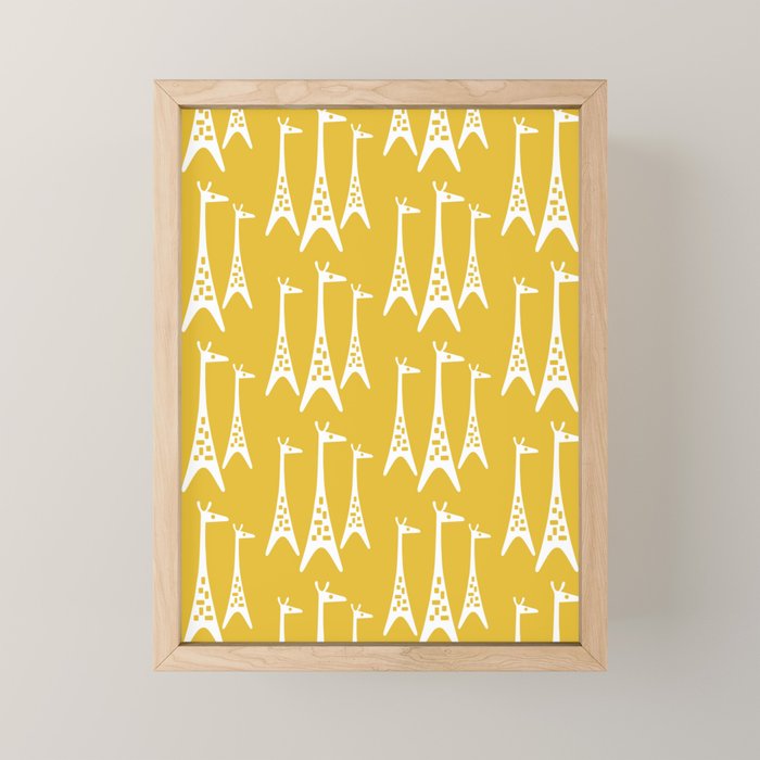 Mid Century Modern Giraffe Pattern 221 Mustard Yellow Mini Art Print