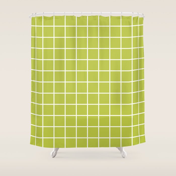 Grid Pattern Chartreuse 2 Shower Curtain