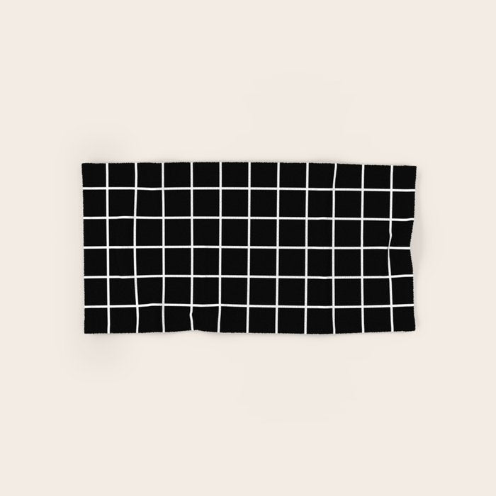 Grid Pattern Black And White 2 Bath Towel
