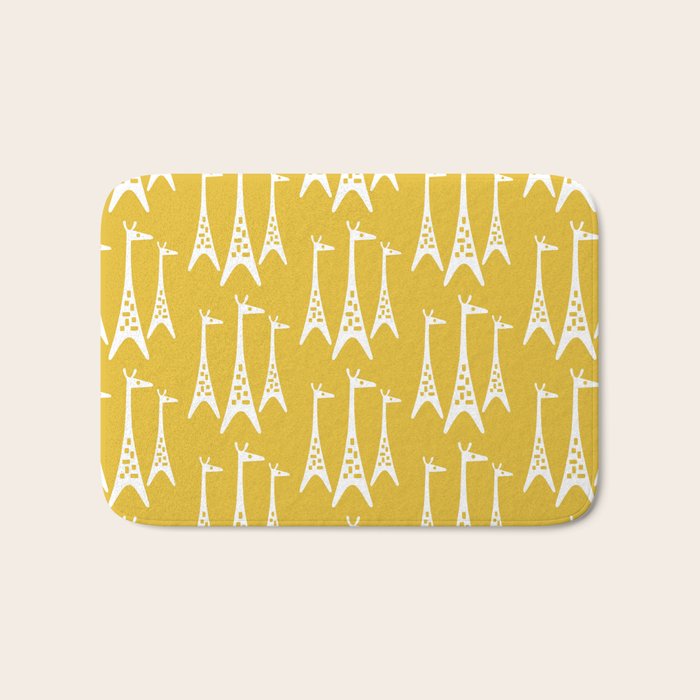Mid Century Modern Giraffe Pattern 221 Mustard Yellow Bath Mat