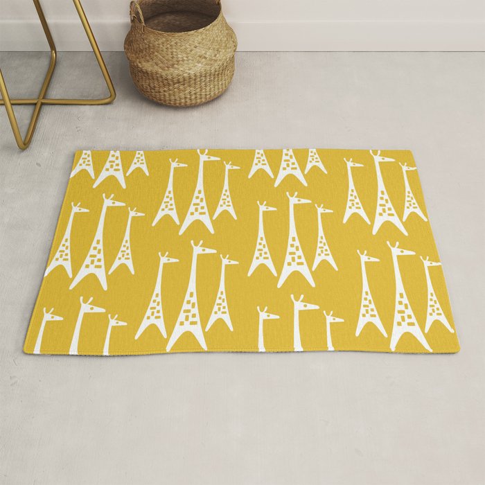 Mid Century Modern Giraffe Pattern 221 Mustard Yellow Rug
