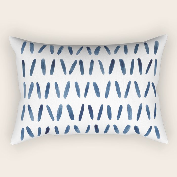 Strokes Pattern | Indigo Watercolor Painting Rectangular Pillow