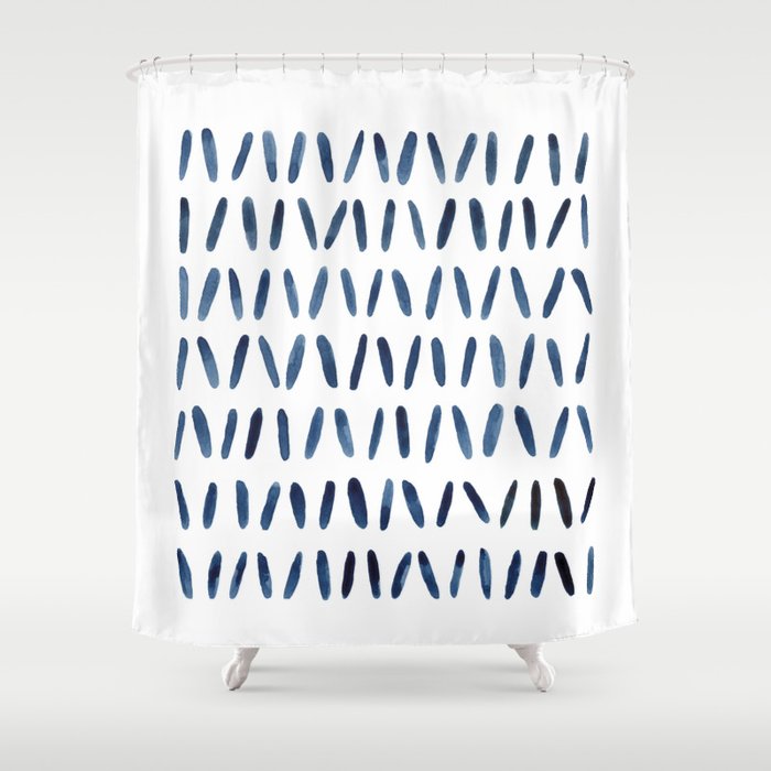 Strokes Pattern | Indigo Watercolor Painting Shower Curtain