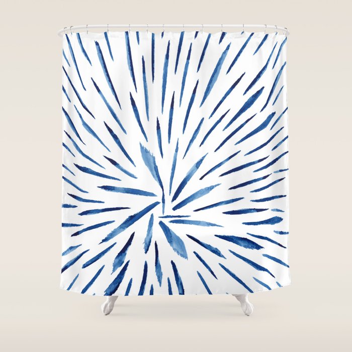 Indigo Sparks | Watercolor Pattern Shower Curtain