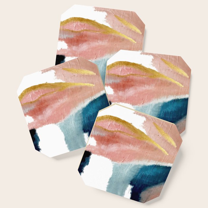 Exhale: A Pretty, Minimal, Acrylic Piece In Pinks, Blues, And Gold Coaster
