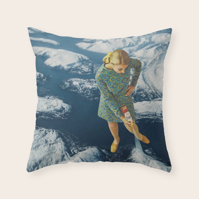 Spraying Snow On The Mountains Throw Pillow