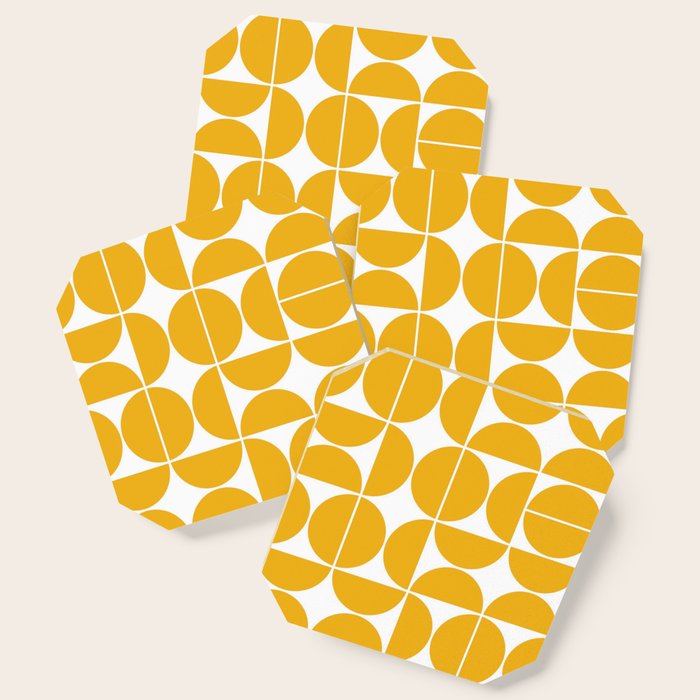 Mid Century Modern Geometric 04 Yellow Coaster